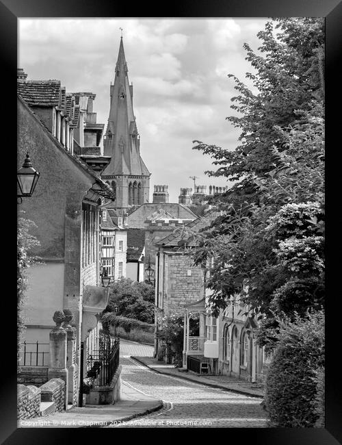 Cobbled street, Barn Hill, Stamford, Lincs, England, UK Framed Print by Photimageon UK