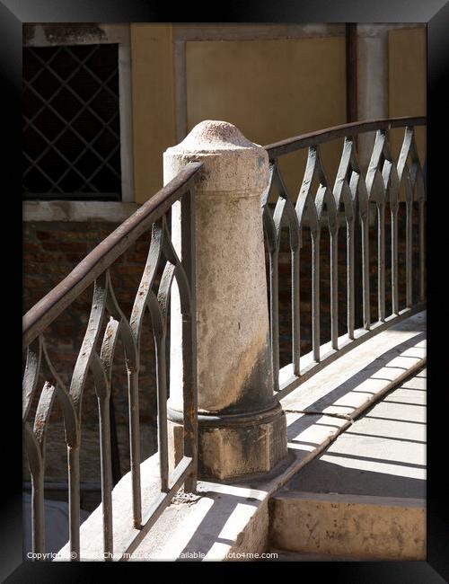 Sunlit bridge railings, Venice Framed Print by Photimageon UK