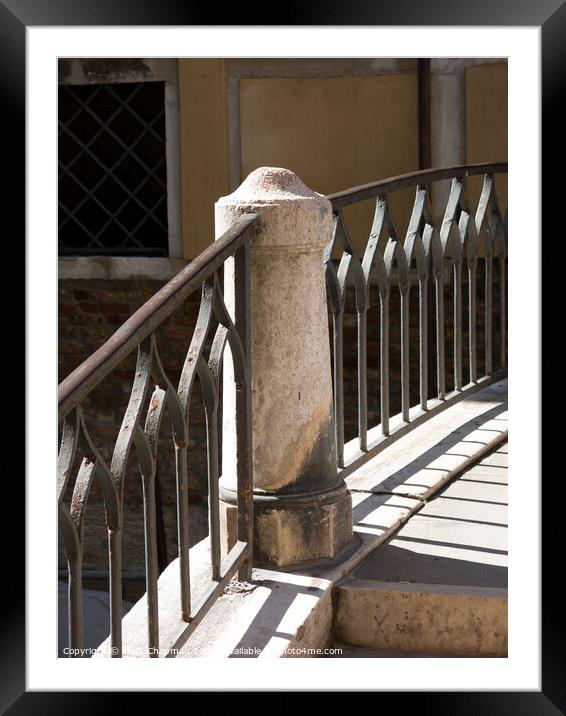 Sunlit bridge railings, Venice Framed Mounted Print by Photimageon UK