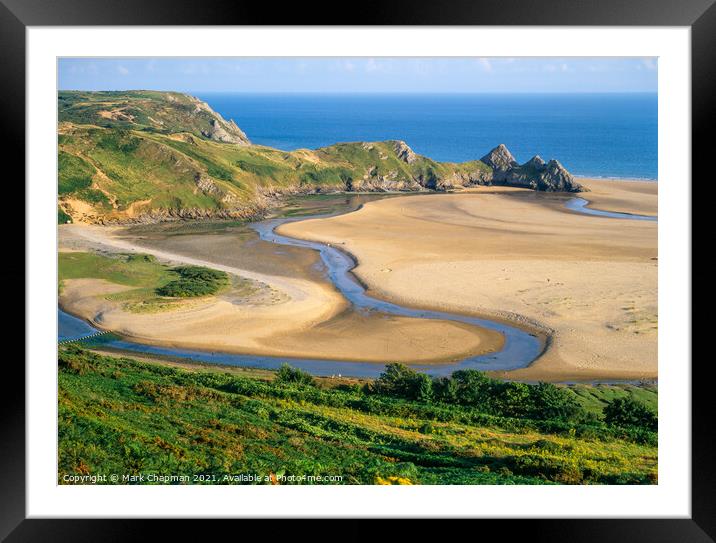 Three Cliffs Bay beach, The Gower, Wales Framed Mounted Print by Photimageon UK
