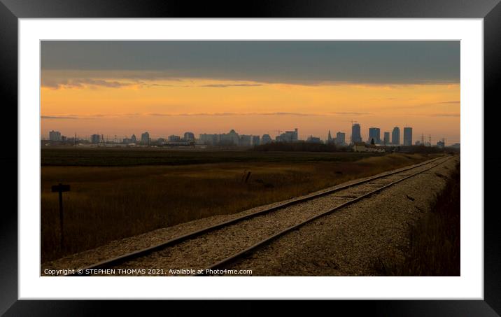 On the Tracks to Winnipeg at Sunset Framed Mounted Print by STEPHEN THOMAS