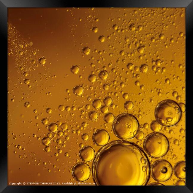 Golden Bubbles- Water and Oil Abstract Framed Print by STEPHEN THOMAS
