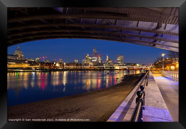City of London Skyline by Night  Framed Print by Sam Westbrook