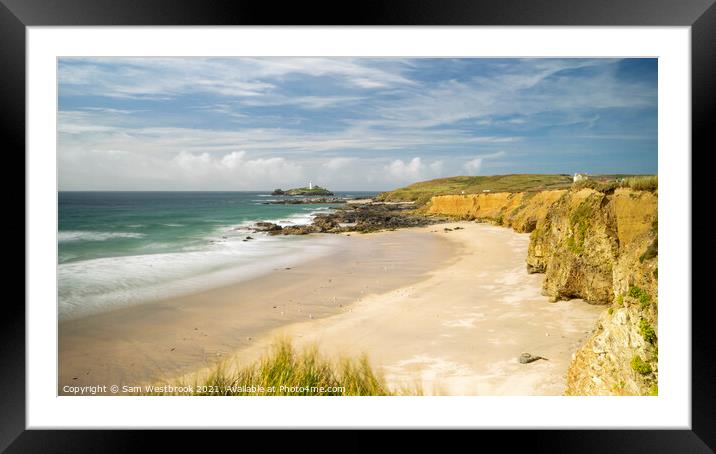 Godrevy Lighthouse, Cornwall  Framed Mounted Print by Sam Westbrook
