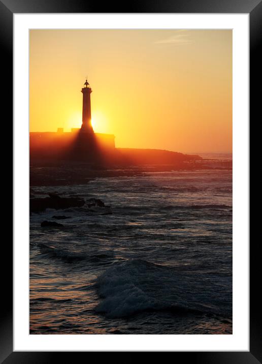 Lighthouse at Sunset, Rabat, Morocco Framed Mounted Print by Neil Overy