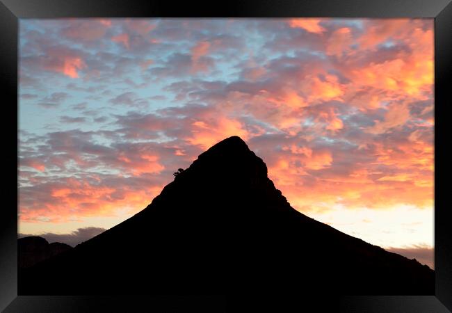 Sunset over Lion's Head Mountain, Cape Town, South Africa Framed Print by Neil Overy