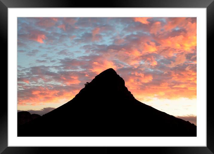 Sunset over Lion's Head Mountain, Cape Town, South Africa Framed Mounted Print by Neil Overy