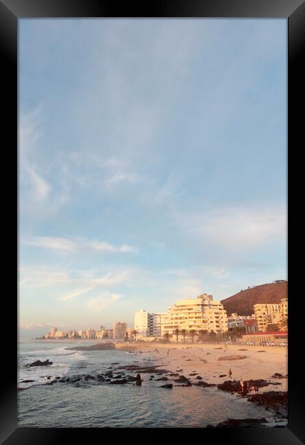 Sea Point at sunset, Cape Town, South Africa Framed Print by Neil Overy