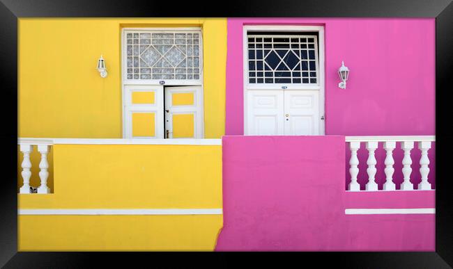 Colourful houses in Bo-Kaap, Cape Town, South Africa Framed Print by Neil Overy