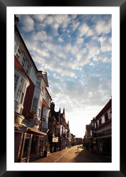 West Street at Sunset, Horsham, West Sussex, Engla Framed Mounted Print by Neil Overy