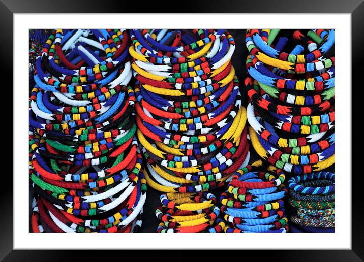 African Beaded Necklaces, South Africa Framed Mounted Print by Neil Overy