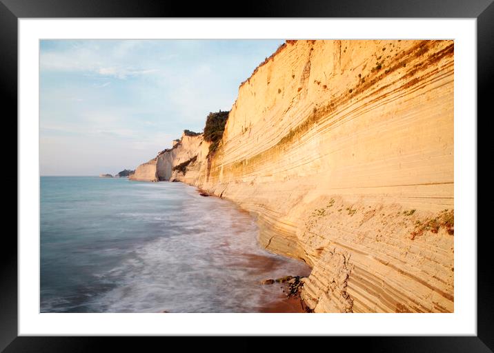 Spectacular Sandstone cliffs of Cape Drastis, Corfu, Greece Framed Mounted Print by Neil Overy