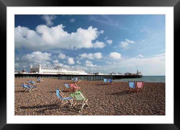Brighton Beach and Palace Pier Framed Mounted Print by Neil Overy