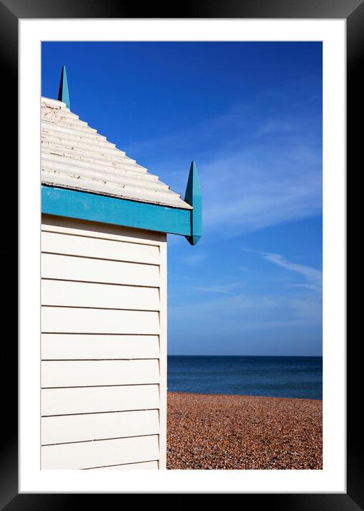 Beach Hut on Brighton Beach Framed Mounted Print by Neil Overy