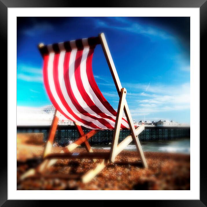Deckchair Toy camera effect Framed Mounted Print by Neil Overy