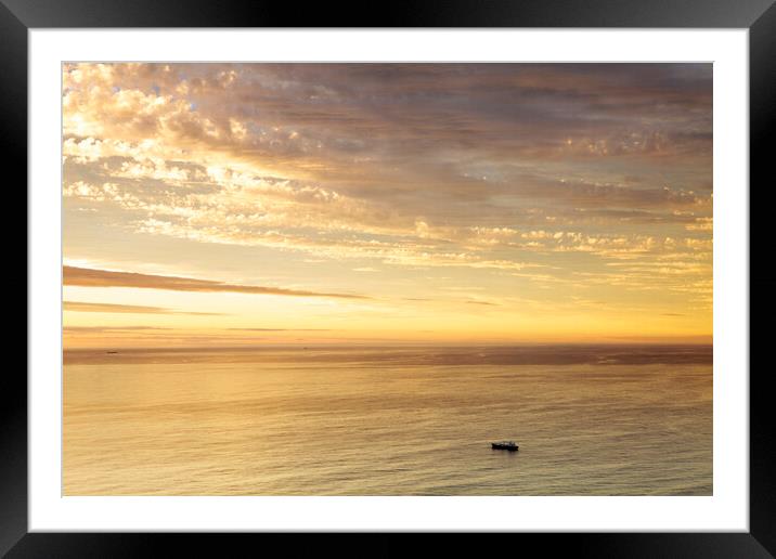 Single Ship in the Vast Atlantic Ocean Framed Mounted Print by Neil Overy