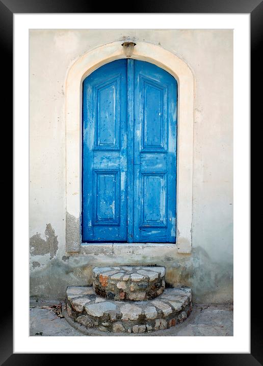 Old Blue Greek Door, Kastellorizo Framed Mounted Print by Neil Overy