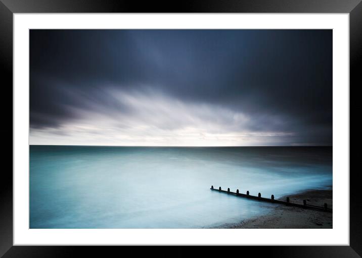 Groynes and sea, Worthing, Sussex Framed Mounted Print by Neil Overy