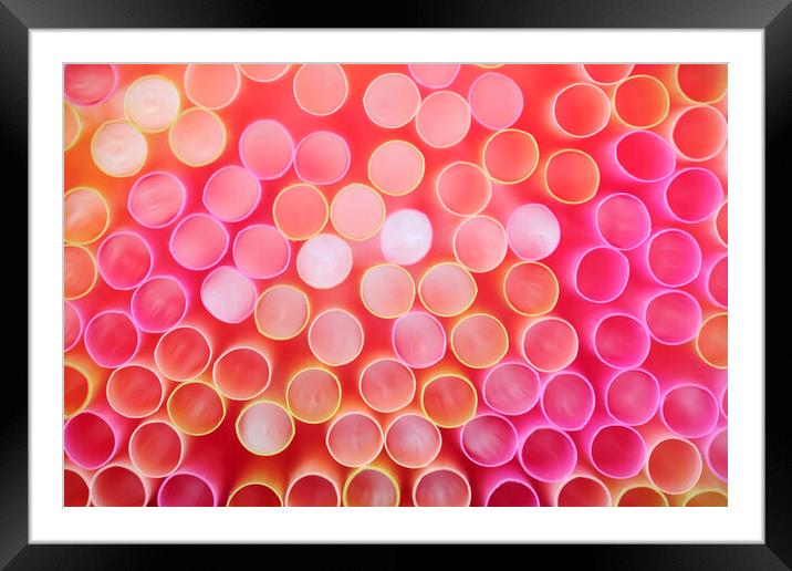 Colourful Straws Still Life Framed Mounted Print by Neil Overy