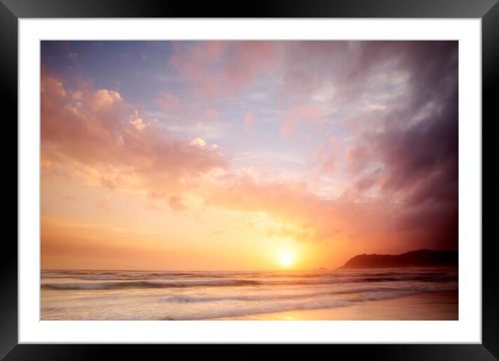 Sunset over Sedgefield Beach, South Africa Framed Mounted Print by Neil Overy