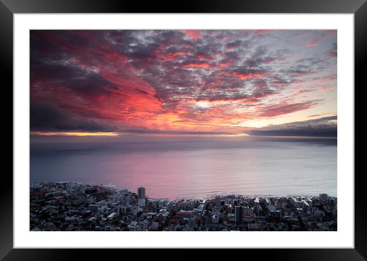 Sea Point Cape Town Sunset Framed Mounted Print by Neil Overy
