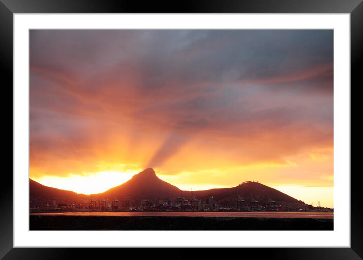Cape Town Sunset, South Africa Framed Mounted Print by Neil Overy