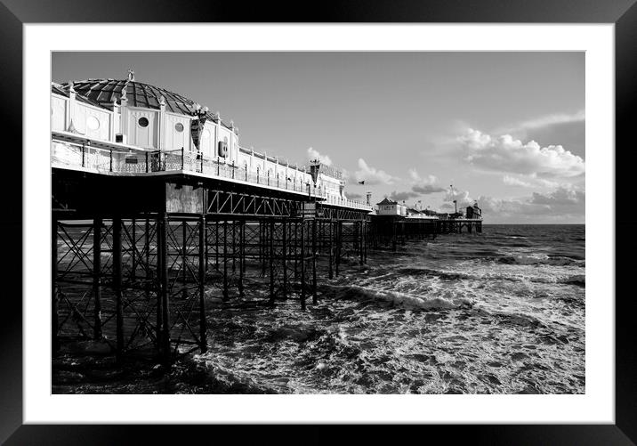 Palace Pier Brighton in black and white Framed Mounted Print by Neil Overy