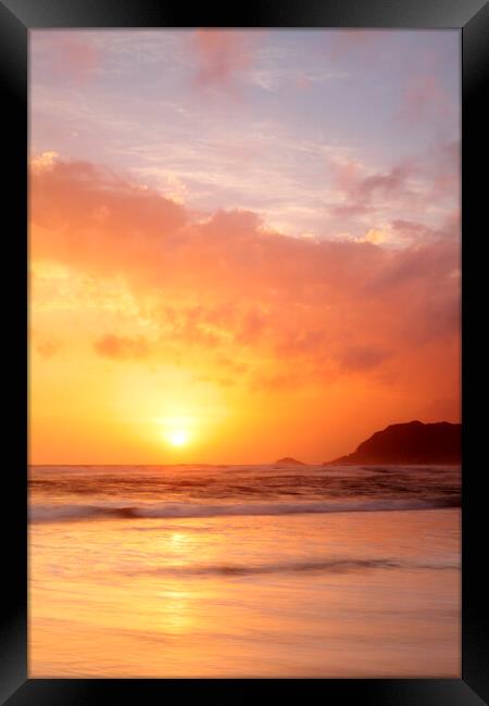 Sunset over Sedgefield Beach, South Africa Framed Print by Neil Overy