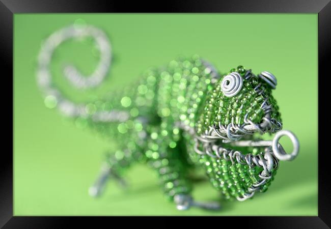 African Wire Chameleon Framed Print by Neil Overy