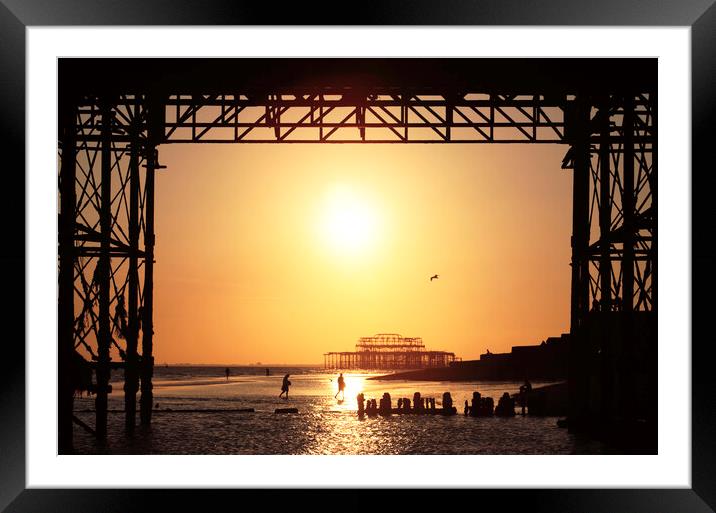 Brighton Pier Sunset Framed Mounted Print by Neil Overy