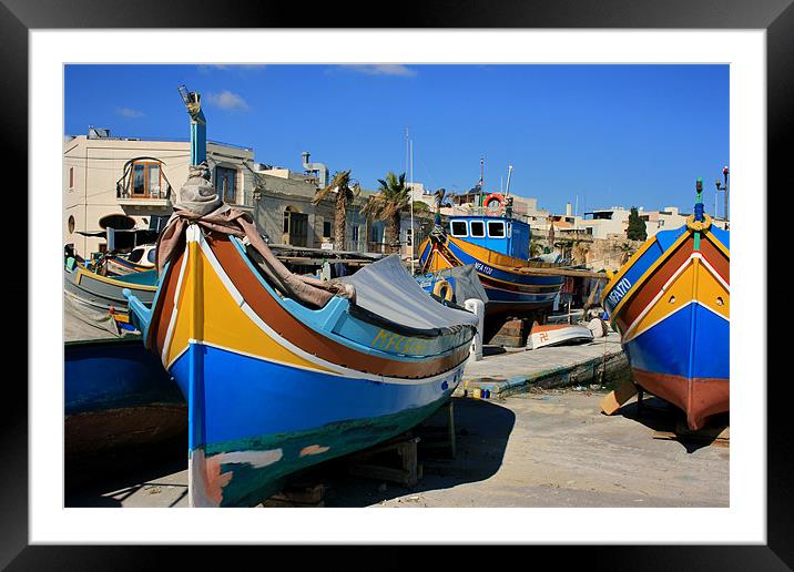 Marsaxlokk Harbour, Malta Framed Mounted Print by David Gardener