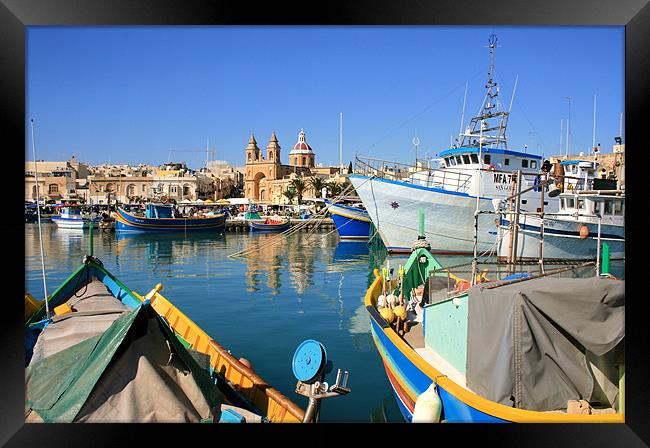 Marsaxlokk Harbour, Malta Framed Print by David Gardener