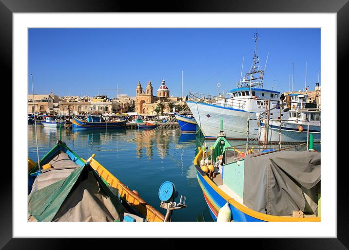 Marsaxlokk Harbour, Malta Framed Mounted Print by David Gardener