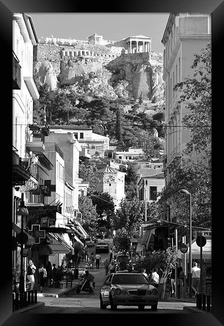 Athens Street Scene Framed Print by David Gardener