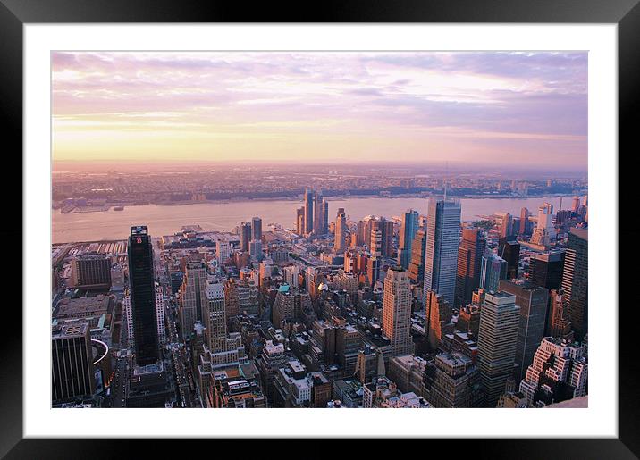 Midtown Skyline at Dusk Framed Mounted Print by David Gardener
