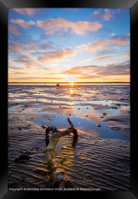 Beautiful Colourful beach Sunset beyond Walney fro Framed Print by Michaela Strickland
