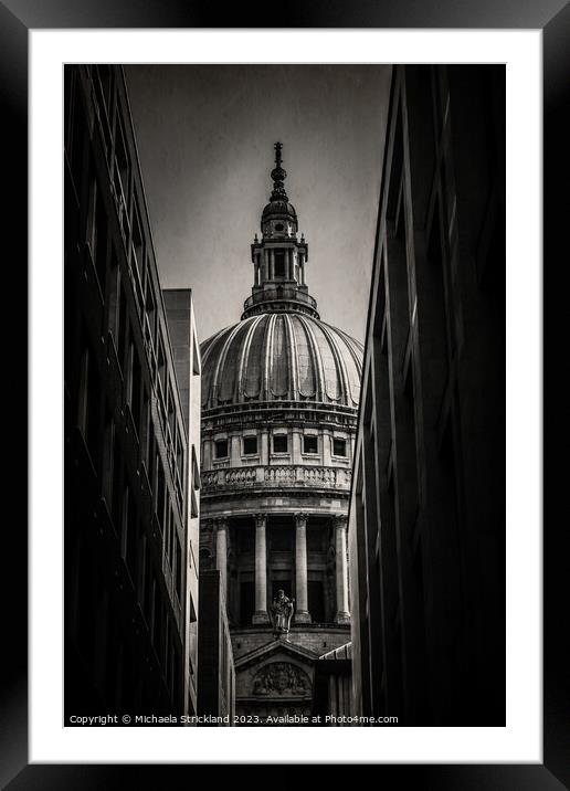 St Paul's cathedral, London, UK, Black and White   Framed Mounted Print by Michaela Strickland