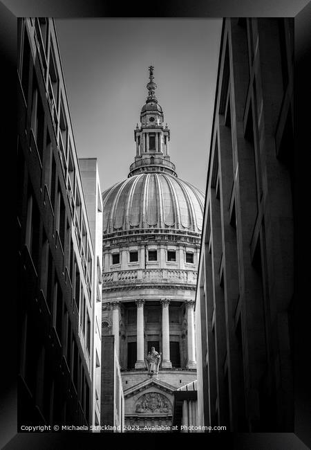 St Paul’s Cathedral, London, UK, Black and White  Framed Print by Michaela Strickland
