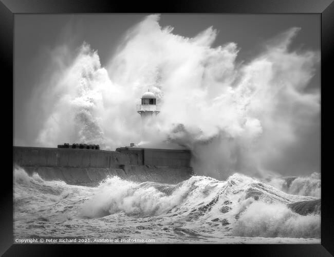 South Gare Storm Framed Print by Peter Richard
