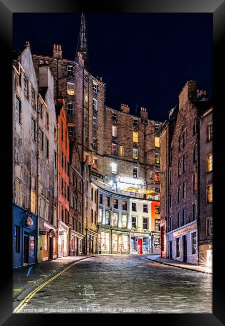 Victoria Street, Edinburgh, Scotland. Framed Print by Philip Leonard