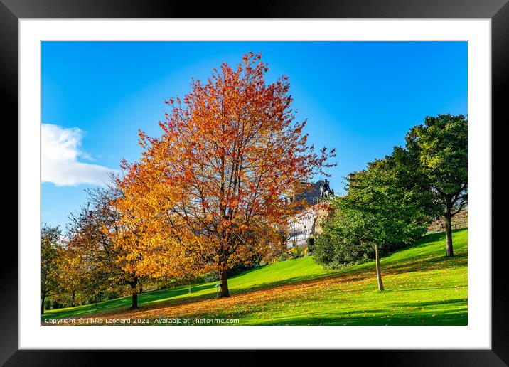 Autumn Colours, Princes Street Gardens Edinburgh. Framed Mounted Print by Philip Leonard