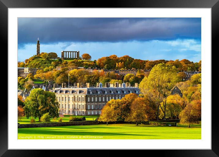 Holyrood Palace & Calton Hill Edinburgh Scotland. Framed Mounted Print by Philip Leonard