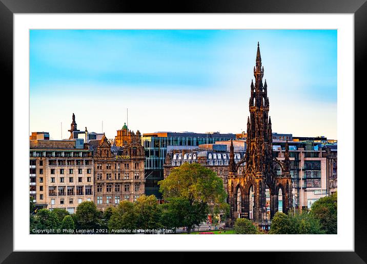 Scott Monument View Edinburgh Scotland. Framed Mounted Print by Philip Leonard