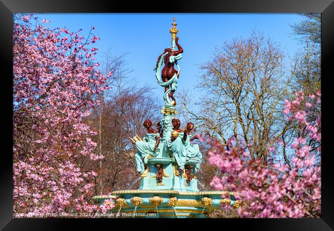 Ross Fountain in Princes Street Gardens Edinburgh Scotland & Spring Blossom. Framed Print by Philip Leonard