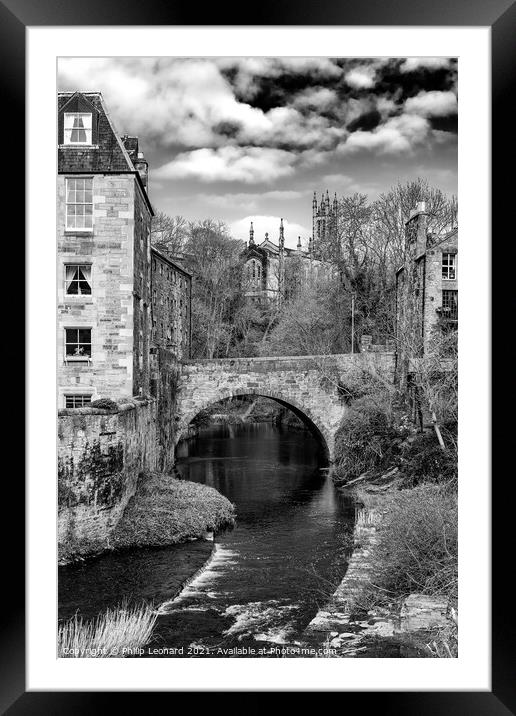 Dean Village Edinburgh, Scotland showing the beautiful bridge over the Water of Leith Framed Mounted Print by Philip Leonard