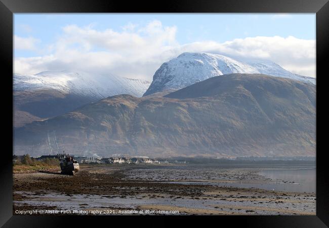 Fort William stands in the shadow of a snow capped Ben Nevis Framed Print by Alister Firth Photography