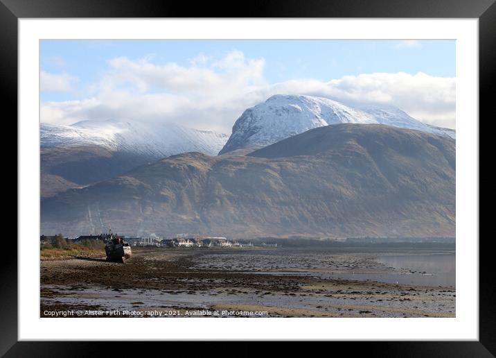 Fort William stands in the shadow of a snow capped Ben Nevis Framed Mounted Print by Alister Firth Photography