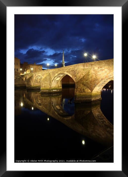 The Auld Brig at night Framed Mounted Print by Alister Firth Photography