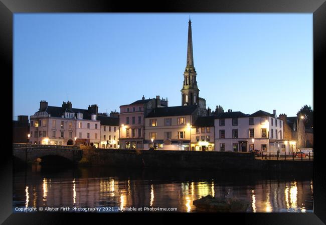 Ayr at Dusk -Spot the heron  Framed Print by Alister Firth Photography
