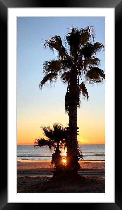 Sunrise and palm trees Framed Mounted Print by Deborah Welfare